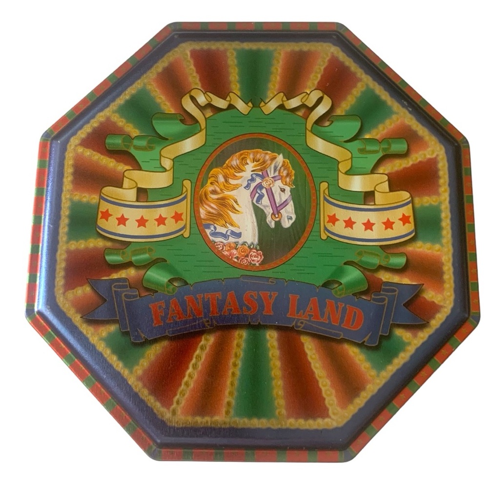 VTG Fantasy Land Carousel Circus Animals Amusement Park Edmonton Metal Tin Box